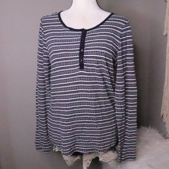 LL Bean | Vintage 1990's Printed Long Sleeve Top Medium - Picture 2 of 7